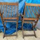 Set of 4 folding chairs/armchairs with armrests in exotic wood