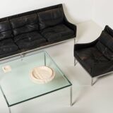 Modernist chrome and thick tempered glass coffe table, Germany, 1980s