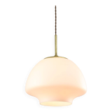 Mid-Century Modern Italian Opaline Glass and Brass Pendant Lamp
