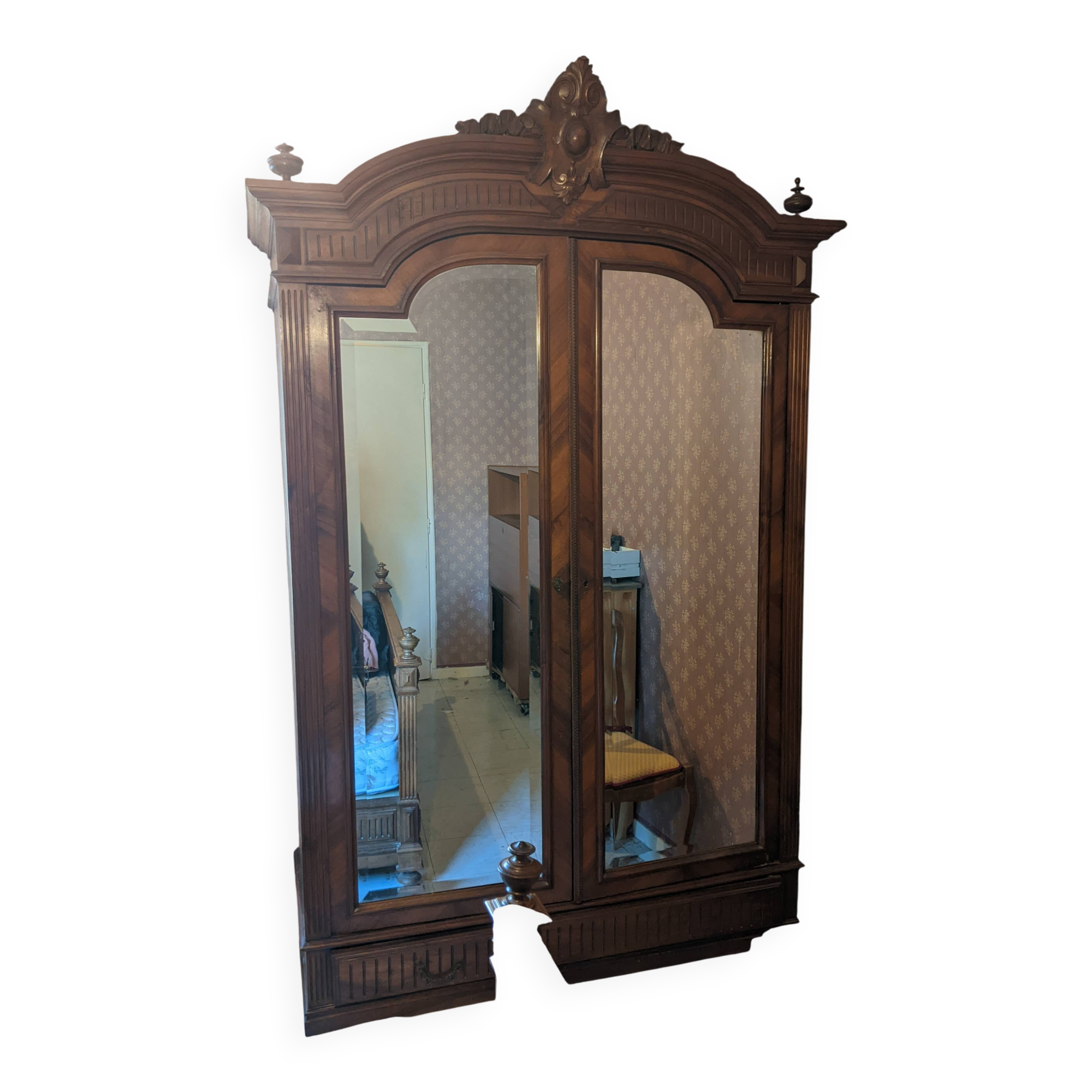Henri II style wardrobe – late 19th century – carved pediment