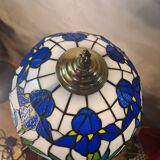 antique bronze floor lamp from the 19th century in superb condition with a beautiful iris glass shade