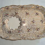 Golden breakfast service tray and cup faience made in italy