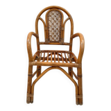 Vintage rattan and bamboo armchair from the 1970s.