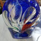 Vase  en verre pièce unique, signé Jean-Claude Novaro Maître verrier Biot.