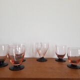 Lot de 6 verres art deco ancien  bicolores
