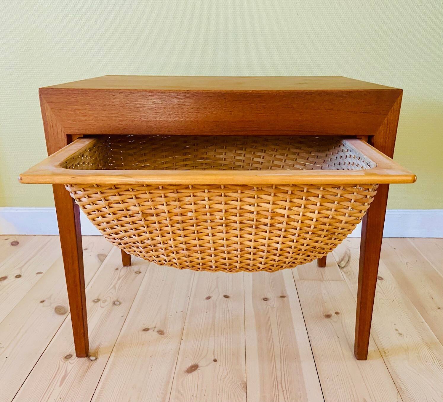 Vintage Danish teak sewing table by Severin Hansen for Haslev Furniture 1960