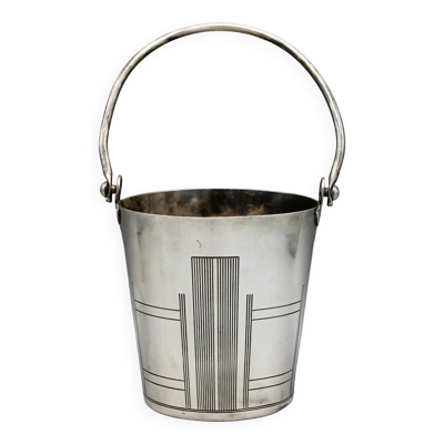 Ancien seau a glace champagne rafraichissoir art deco 1930 metal argente