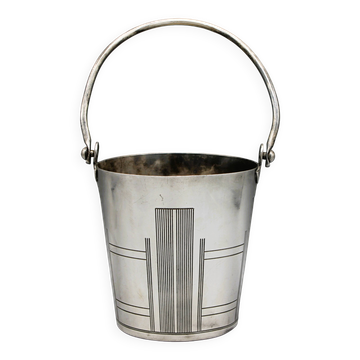 Ancien seau a glace champagne rafraichissoir art deco 1930 metal argente