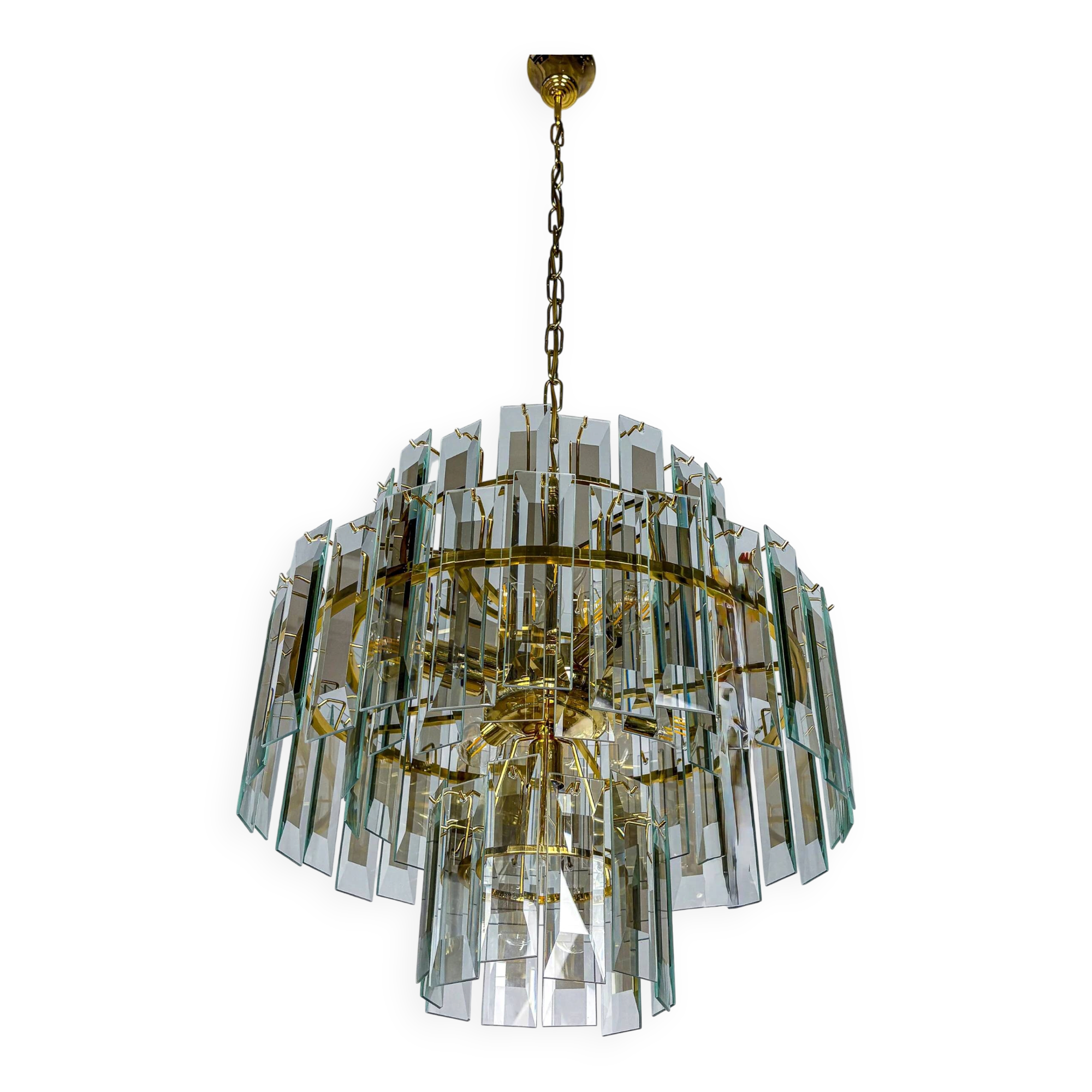 Veca cascade chandelier, 3-tiers Murano glass, Italy, 1970s