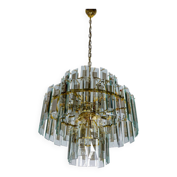 Chandelier cascade Veca, 3 niveaux en verre de Murano, Italie, années 1970