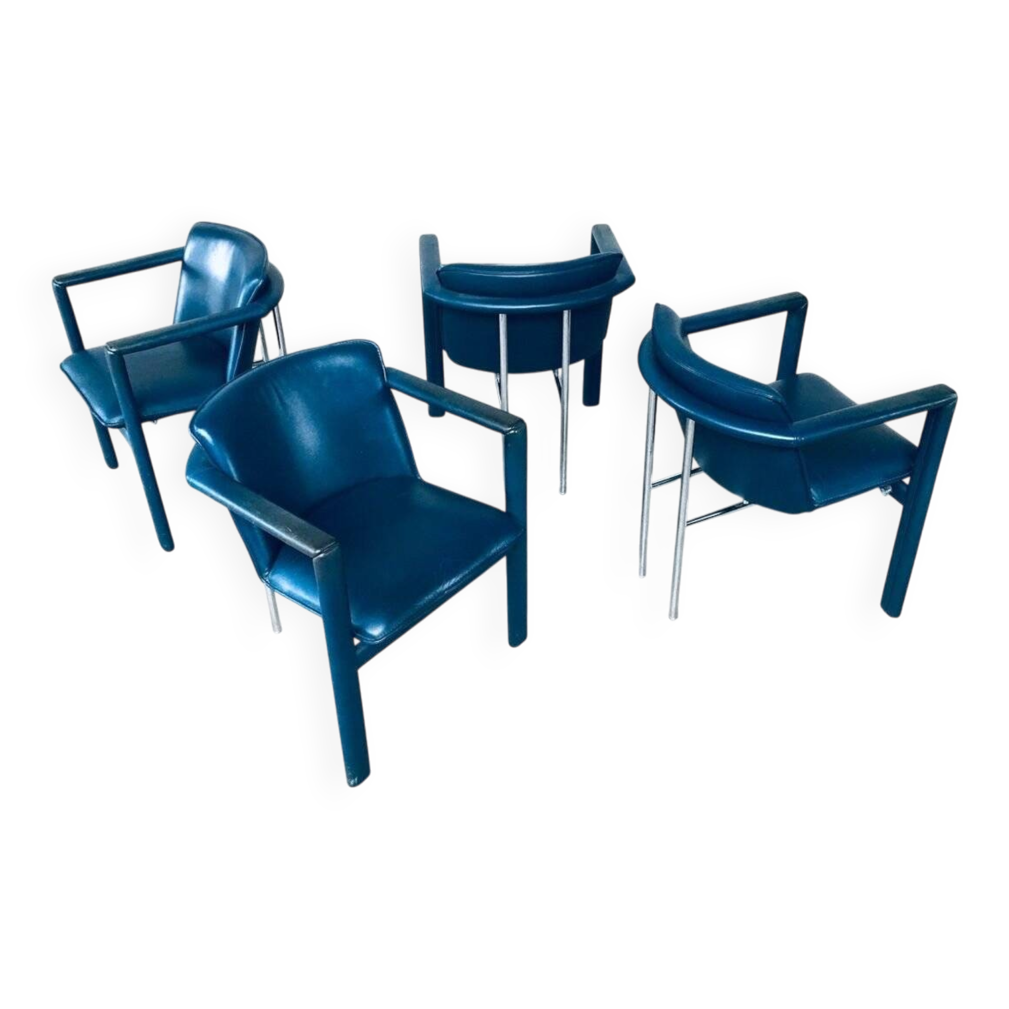 Leather Cachucha Dining Chairs by Hugo De Ruiter for Leolux, 1990s, Set of 4