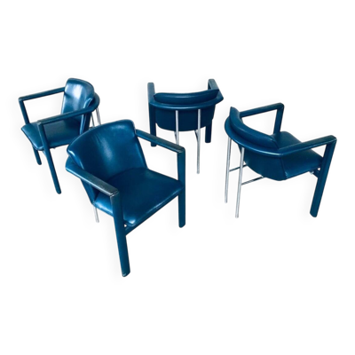 Leather Cachucha Dining Chairs by Hugo De Ruiter for Leolux, 1990s, Set of 4