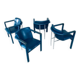 Leather Cachucha Dining Chairs by Hugo De Ruiter for Leolux, 1990s, Set of 4