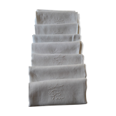8 serviettes anciennes damassées lin monogramme