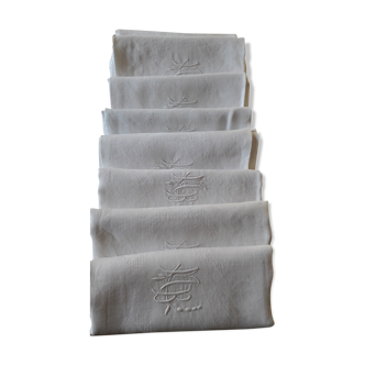 Old damask towels linen monogram