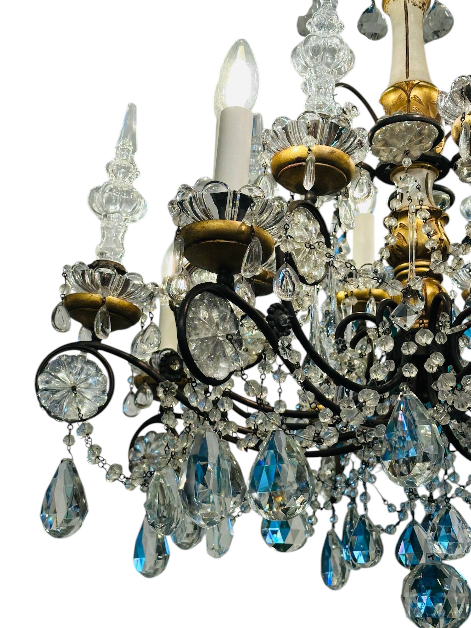 French Bronze and Crystal Maison Bagues style chandelier chandelier