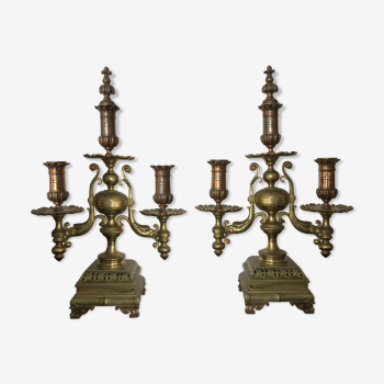 Bronze candlesticks pair