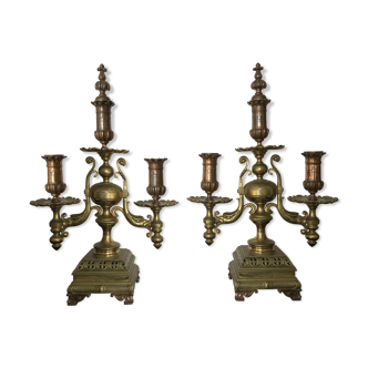 Bronze candlesticks pair