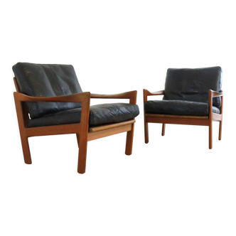 Set of 2 vintage mid century armchairs Illum Wikkelso for Niels Eilersen 'Hussum Ballum'