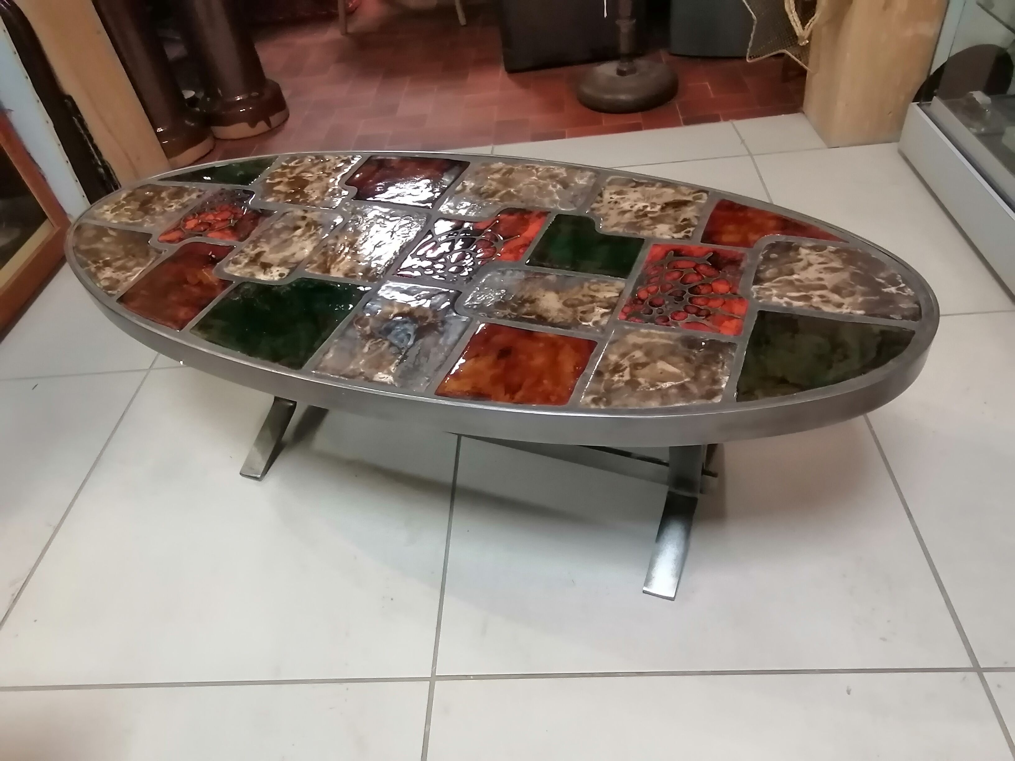 Vintage ceramic steel coffee table