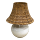 Vintage ceramic table lamp with rattan shade, 1980s