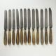 11 cheese/dessert knives with horn and steel handles, T-D Paris