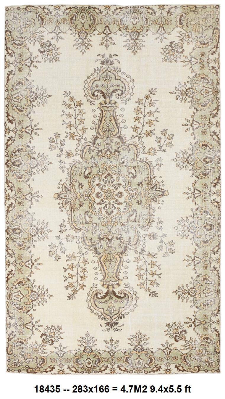 6x9 Ft Ecru-cream vintage rug, Floral design cream and brown rug.