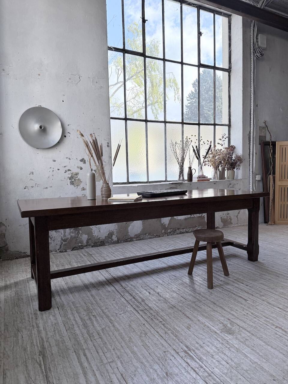 Table de ferme campagne noyer massif XL 250cm
