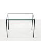 Black minimalist metal side table with glass top, 1960's
