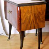 Pair of bedside tables, rosewood and burl walnut, Italy 1950