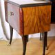 Pair of bedside tables, rosewood and burl walnut, Italy 1950