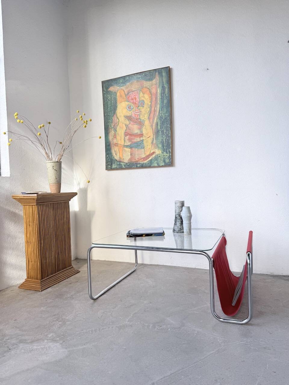 Table basse moderniste Bauhaus en acier tubulaire