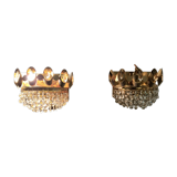 Set of 2 Palwa wall lights, crystal sconces, Hollywood Regency glam vintage decor lamps, 1960s