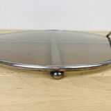 Silver metal and smoked glass tray