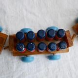 Wooden train with soldiers