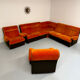Canapé d angle vintage modulable orange design années 70 pop 