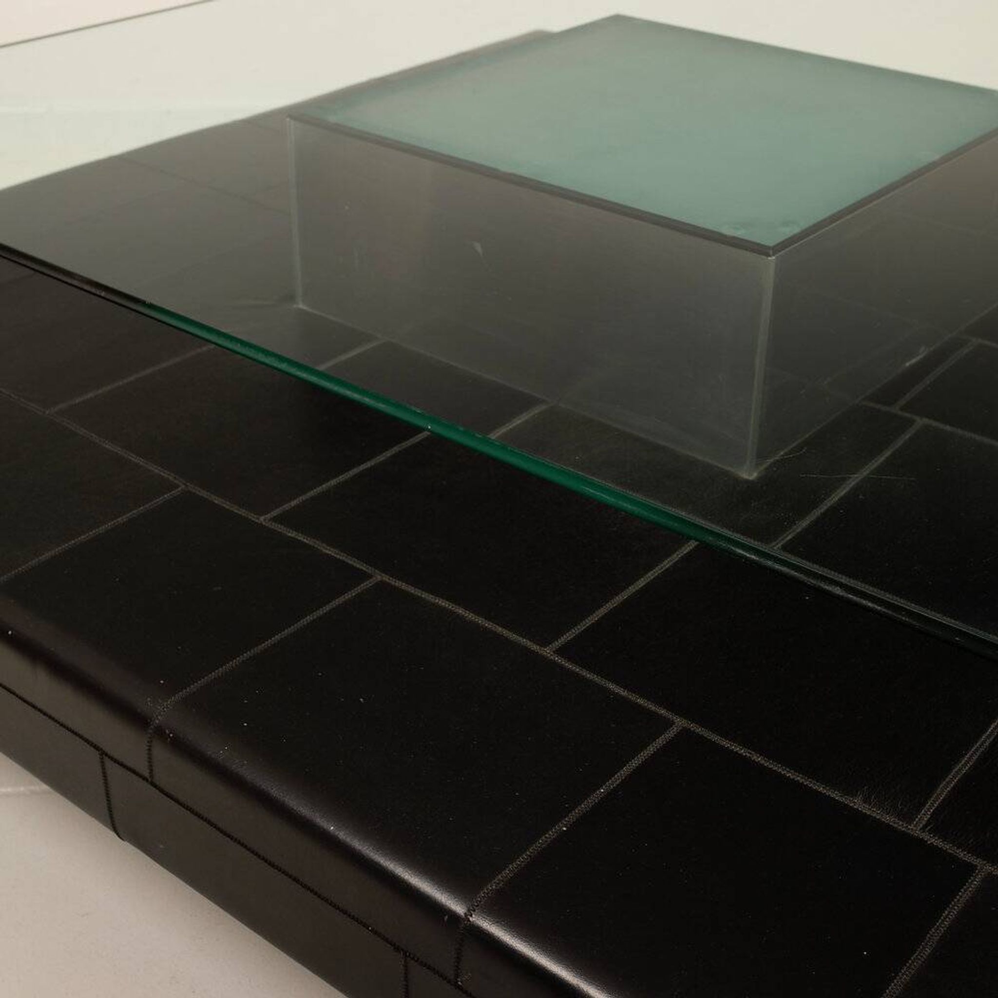 Coffee table with pecari leather base by Tito Agnoli for Caleido, 1970