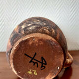 Vintage pitcher in flamed stoneware signed Guy