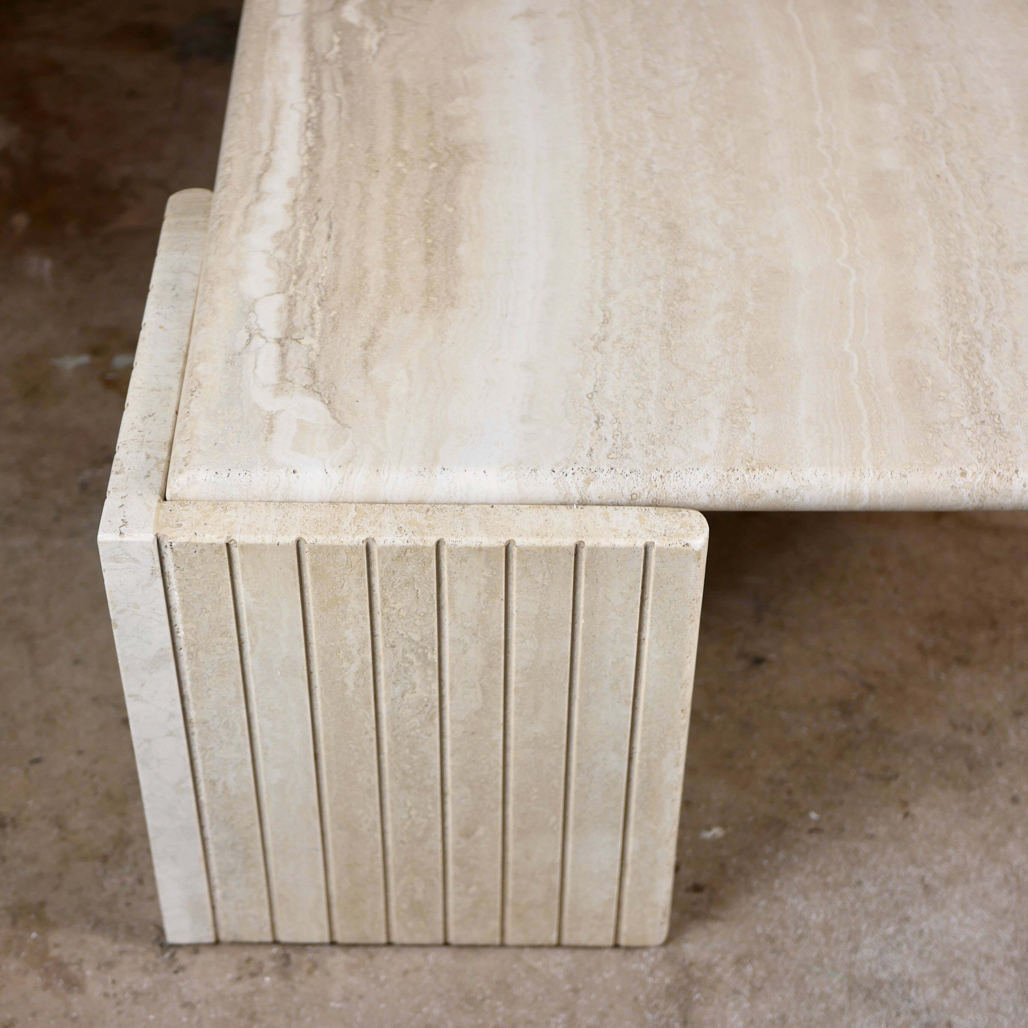 Travertine eye coffee table by Roche Bobois, 1970s