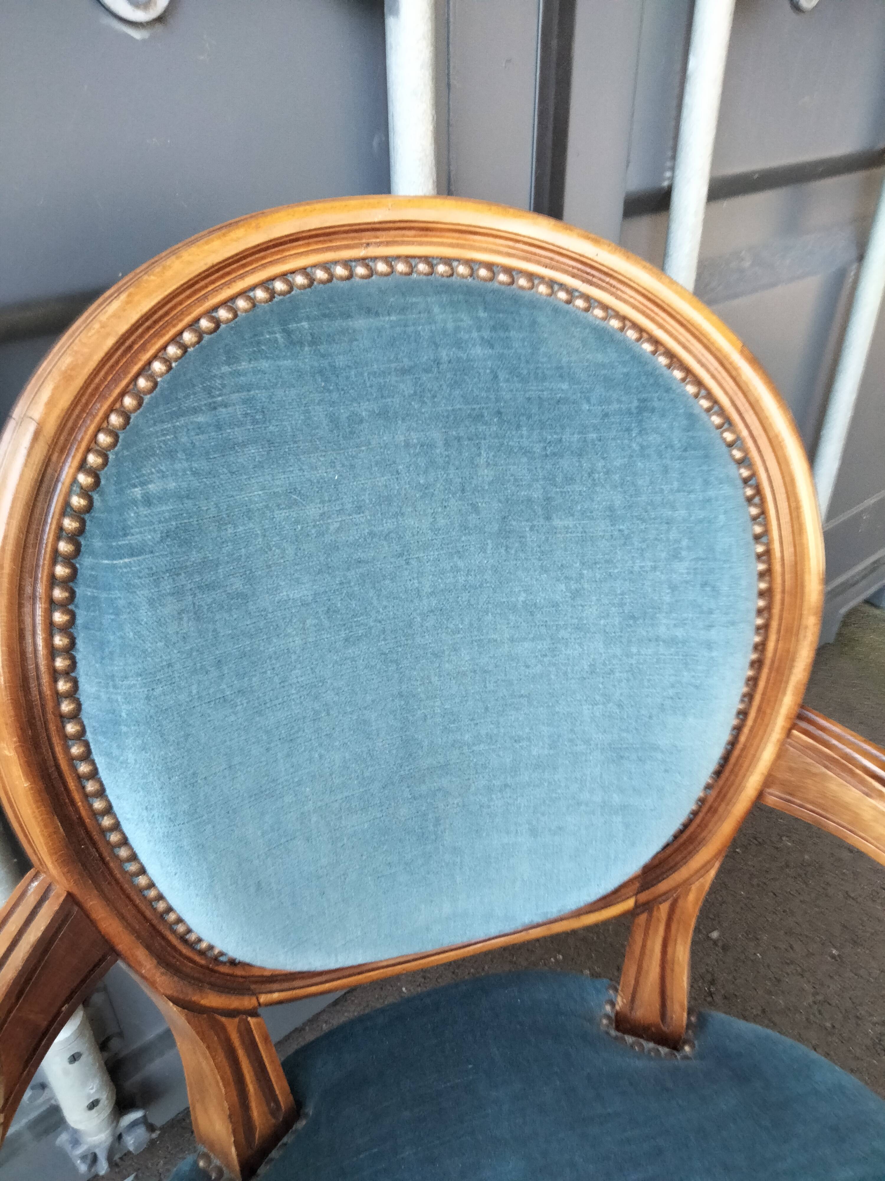 Pair of armchairs old medallion style louis xvi