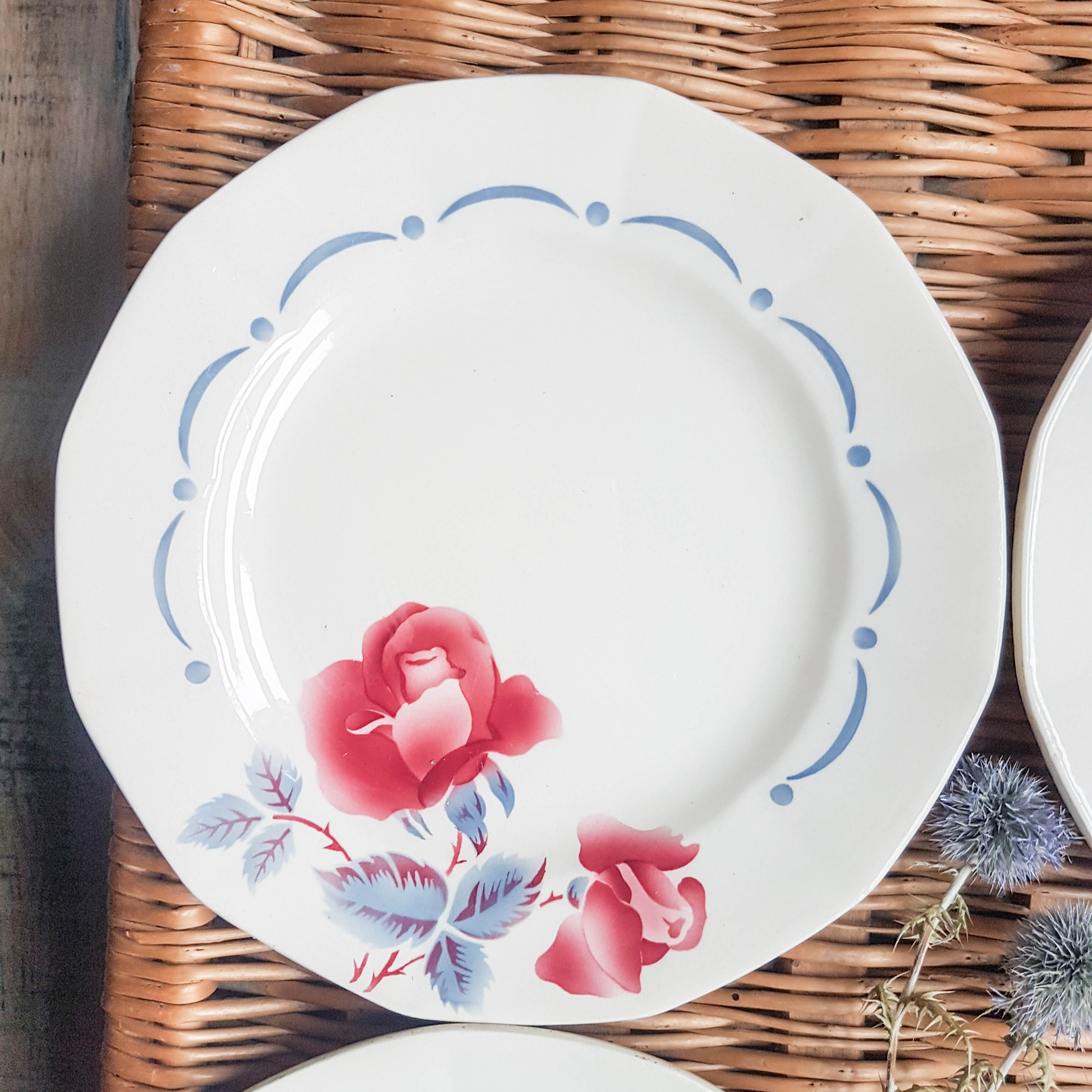 Lot of 6 dessert plates "boulogne" Digoin Sarreguemines