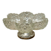 Vintage crystal and moulded glass fruit bowl, metal base.