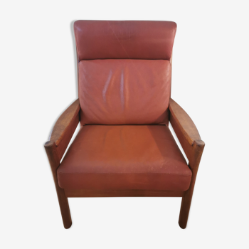 Scandinavian teak and leather armchair from the 60s - dyrlund