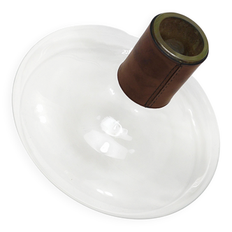 Carl Aubock II vase carafe with brown leather top, mid-century, Austria, 1950s.