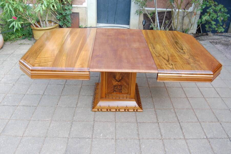 table art déco en noyer avec rallonges 14 couverts