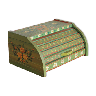 Vintage hand-painted wooden bread box