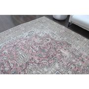 1960s Vintage Persian Handmade Wool Cotton Light Pink Area Rug 285x388
