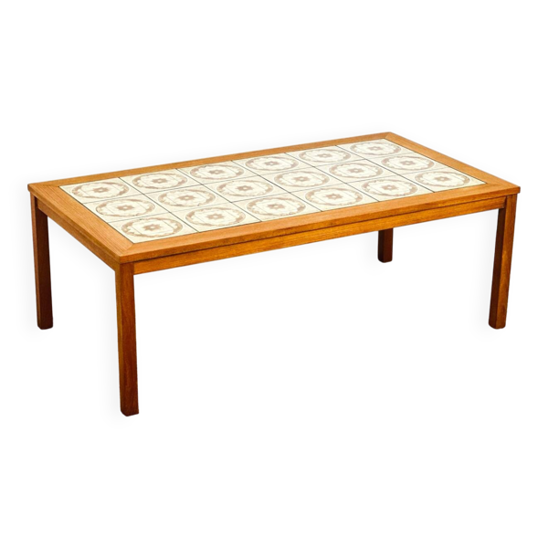 Table basse scandinave en teck et céramique 1960
