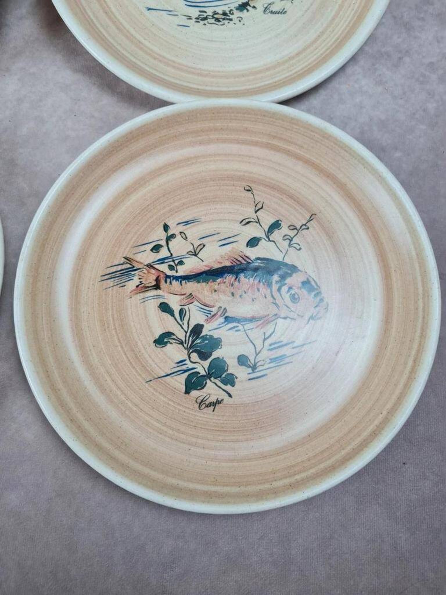 Set of 5 vintage Granville plates, fish design.