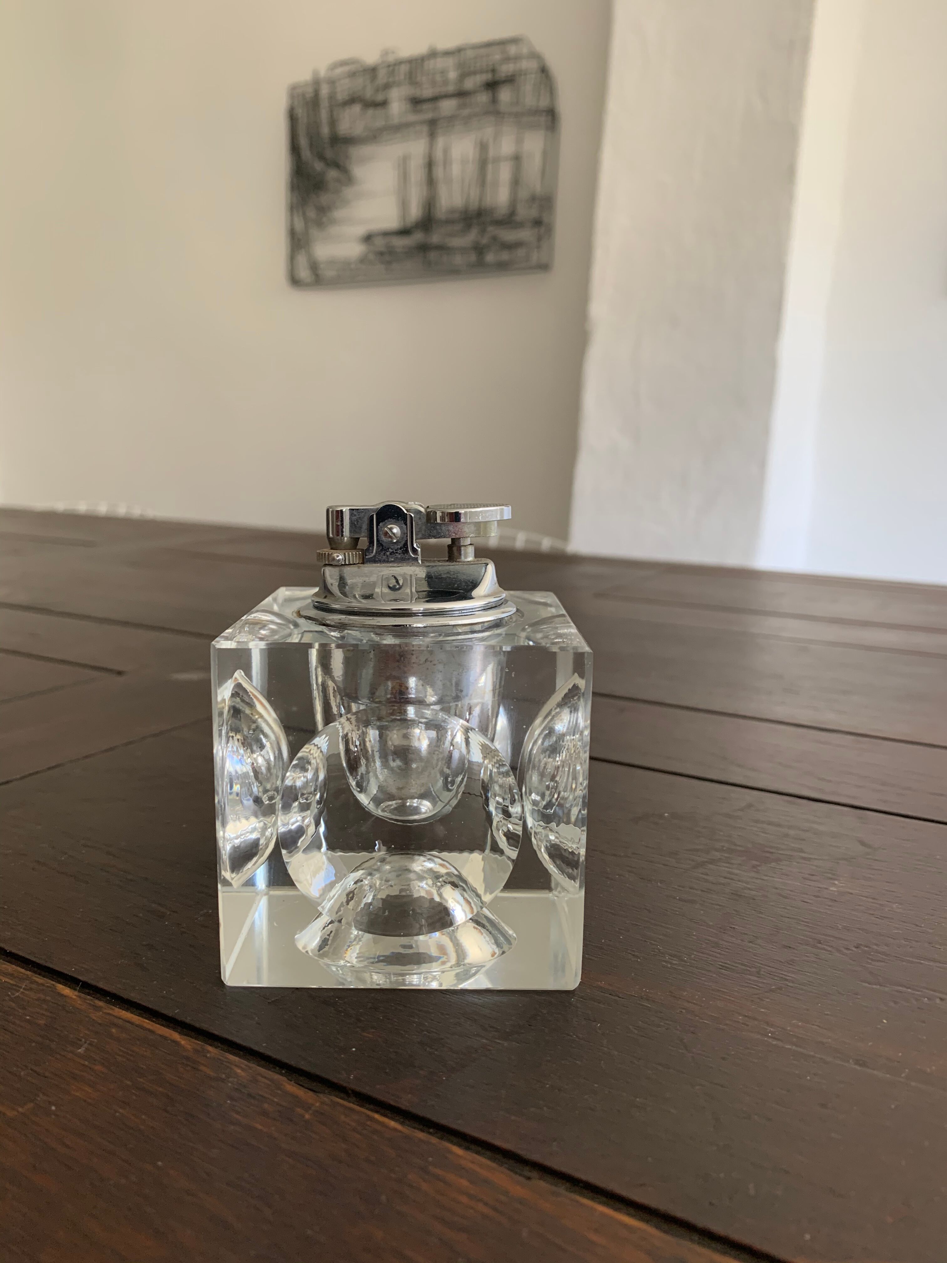 Vintage 70s glass table lighter